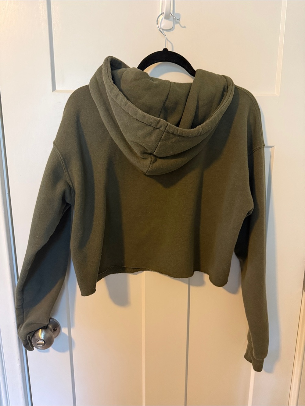 wild fable Olive Green Cropped Hoodie with Drawstring - Picture 4 of 5